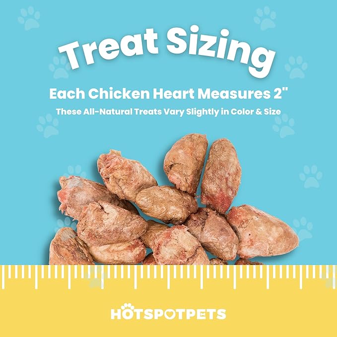 hotspot pets Freeze Dried Chicken Hearts for Cats &amp; Dogs - 1LB Big Bag- Made in USA -Single Ingredient All Natural Grain-Free -Resealable Bag- Perfect for Training, Topper or Snack, Allergen-Free
