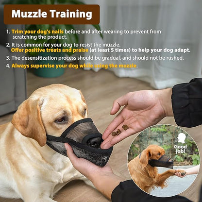 Crazy Felix Nylon Dog Muzzle for Small Medium Large Dogs Dachshund Beagle Poodle Labrador, Air Mesh Breathable and Drinkable Pet Mouth Cover for Anti-Biting Chewing Scavenging(Black,S)