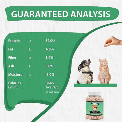 Freeze-Dried Chicken Treats for Cats &amp; Dogs – 100% Human Grade, Single Ingredient, High-Protein, Healthy Snack – No Additives or Preservatives – 3.5oz - Inspected &amp; Tested in USA