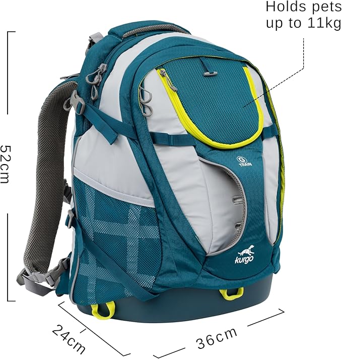 Kurgo G-Train - Dog Carrier Backpack for Small Pets - Cat &amp; Dog Backpack for Hiking, Camping or Travel - Waterproof Bottom - Ink Blue