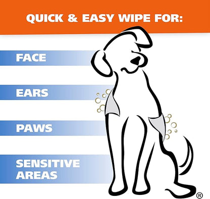 Wahl USA Pet Refresh Cleaning Wipes for All Dog Breeds - Use on Ears, Nose, Paws, Bottom, &amp; Sensitive Areas - 50 Wipes - Model 820017A