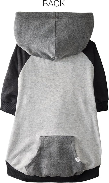 Rocky – The Orginal Lightweight Hooded TEE 100% Organic Cotton Dog Hoodie Pet Coat Sweater for Small, Medium, Large Dogs, Heather Gray Color Block, Small