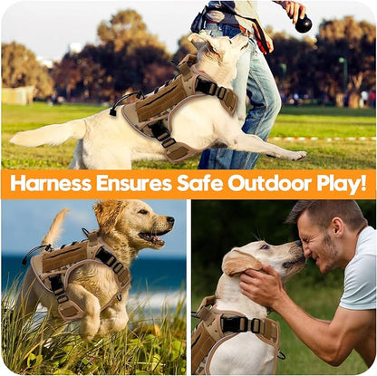 Heavy-Duty Tactical Dog Harness for Large Dogs, No Pull Adjustable Reflective Pet Vest with Molle System, K9 Military-Grade Control for Service Training, Outdoor &amp; 10+ Breeds, Desert Camo, X-Large