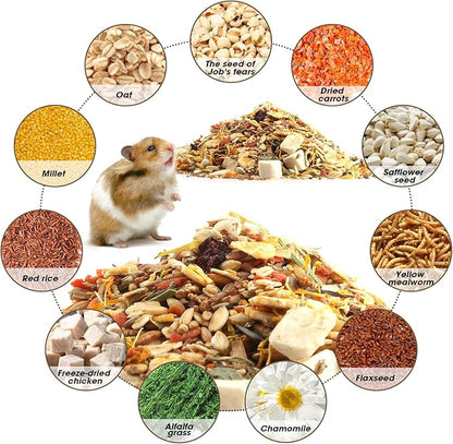 Gourmet Hamster &amp; Gerbil Food, Dry Food for Hamsters-Supports Healthy Digestion and Healthy Teeth Unique Edible Treats for Guinea Pigs, Hamsters, Gerbils