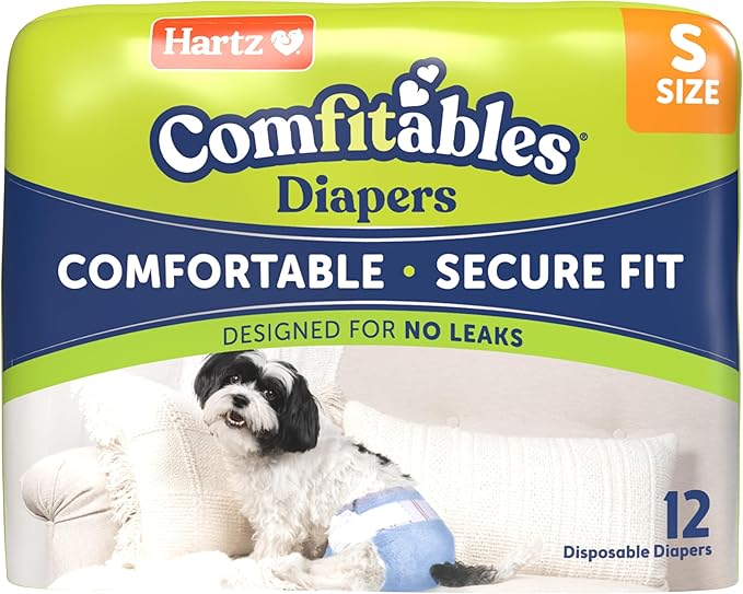 New! Hartz® Comfitables® Disposable Dog Diapers, Size Small 12 Count, Comfortable &amp; Secure Fit, Easy to Put On, Super Absorbent Male and Female Diaper