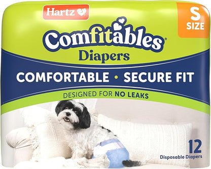 New! Hartz® Comfitables® Disposable Dog Diapers, Size Small 12 Count, Comfortable &amp; Secure Fit, Easy to Put On, Super Absorbent Male and Female Diaper
