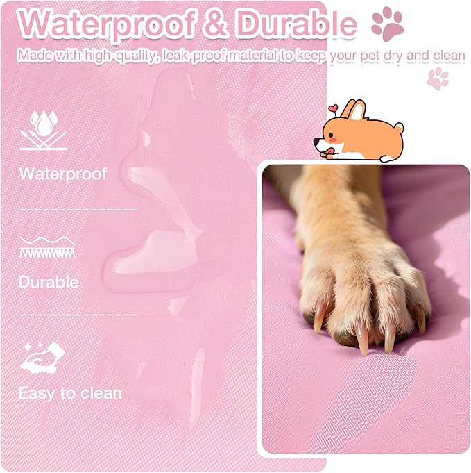 Kritter Planet Waterproof Foldable Dog Bed Pad for Camping &amp; Travel, Portable Roll-Up Dog Bed Car Seat Pet Cushion Mat with Handles for Medium &amp; Large Dogs, Indoor &amp; Outdoor Use