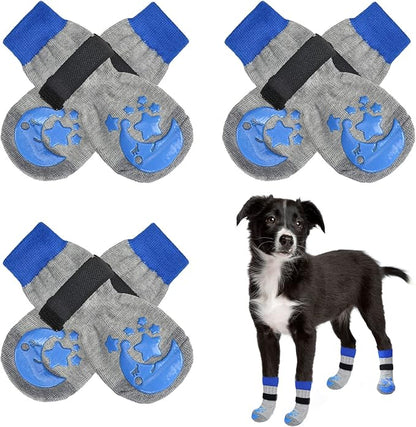 BEAUTYZOO Anti-Slip Dog Socks,Dog Shoes for Hot/Cold Pavement,Paw Protectors with Grips 3 Pairs for Puppy Small Medium Large Senior Old Dogs,Dog Socks to Prevent Licking and Hardwood Floor Protection