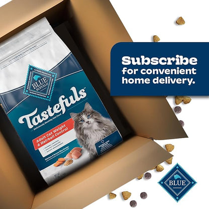 Blue Buffalo Tastefuls Adult Dry Cat Food for Weight Management &amp; Hairball Control, Made in the USA with Natural Ingredients, Chicken Recipe, 7-lb Bag