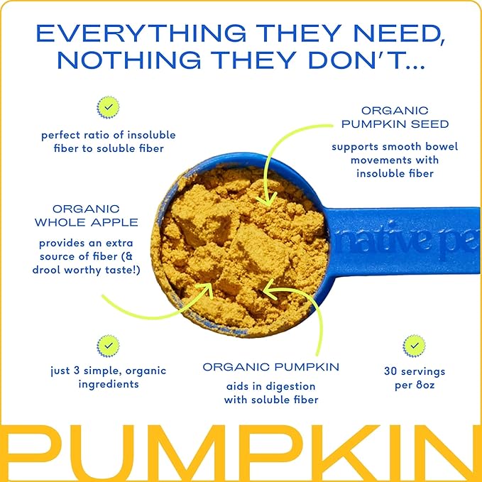 Native Pet Omega Oil for Dogs &amp; Pumpkin for Dogs | Dog Fish Oil Supplements | All-Natural, Organic Pumpkin Fiber for Dogs | 8 Oz. Omega Oil &amp; Pumpkin Powder
