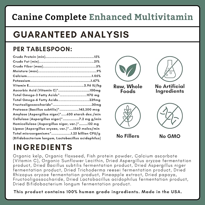 Wholistic Pet Organics Canine Complete - Dog Multivitamin Powder - 4 Lb - Daily Dog Vitamins and Supplements for Homemade Food - Immune System, Skin, Coat &amp; Overall Health - Small and Large Breed
