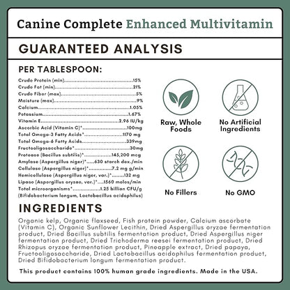 Wholistic Pet Organics Canine Complete - Dog Multivitamin Powder - 4 Lb - Daily Dog Vitamins and Supplements for Homemade Food - Immune System, Skin, Coat &amp; Overall Health - Small and Large Breed