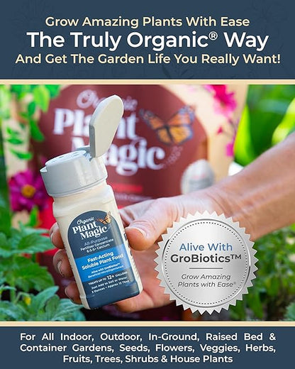 Organic Plant Magic - Truly Organic™ Easy to Use Soluble Plant Food Shaker: All-Purpose Fertilizer Concentrate for All Flower Vegetable Herb Fruit Tree Indoor Garden &amp; House Plants [Four 3 oz Shaker]