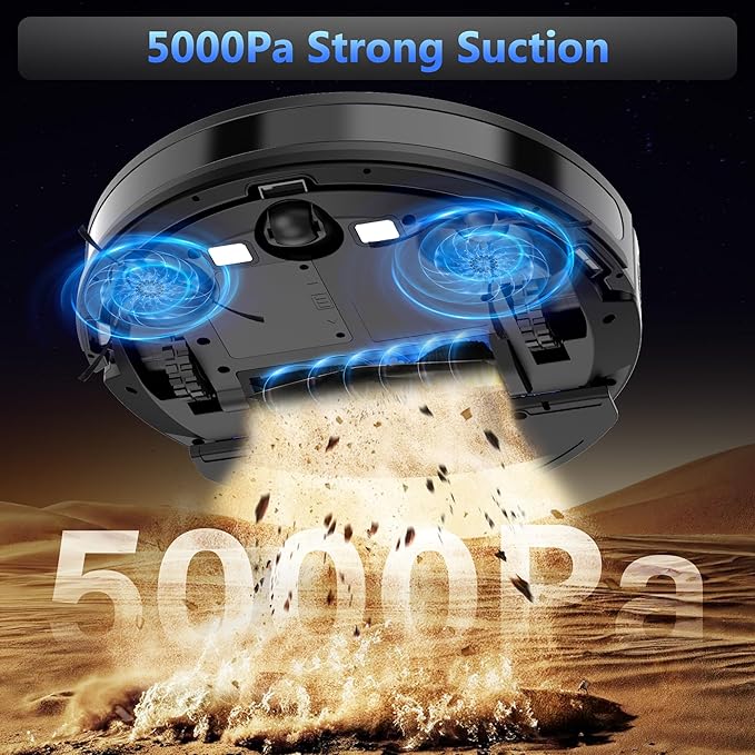 Tikom Robot Vacuum and Mop Combo, 5000Pa Robotic Vacuum Cleaner, 150 Min Max, App &amp; Remote Control, Ideal for Hard Floor, Carpet, Pet Hair, Self-Charge(G8000 Max)
