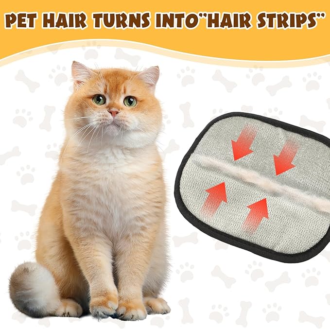 Electrostatic Pet Hair Remover, Pet Hair Remover Tool for Cats &amp; Dogs, Cleaning Gloves for Carpet, Couch, Furniture, Car Seat, Double-Sided, Reusable, Washable (1 PCS)