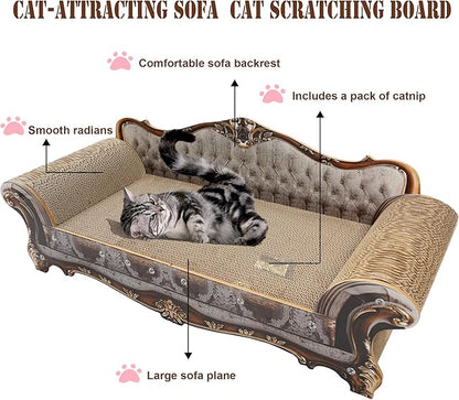 Sofa Shaped Scratching Couch,Thick Scratching Cardboard, Lounge Bed for Indoor Rest&amp;Play, Sofa Scratcher Pad (39.4" L X 14.4 "W X 14" H)