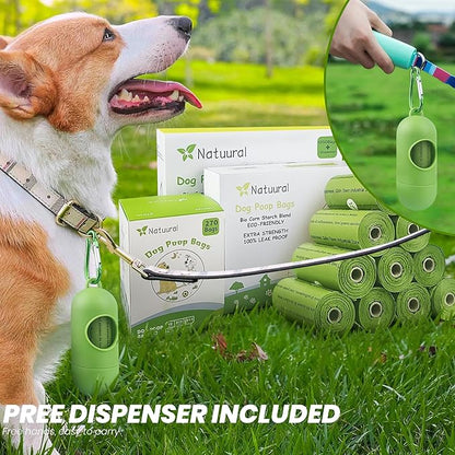 Poop Bags for Dogs-1050 Counts, 70 Rolls With a Free Dispensers, Doggie Poop Bags Made of Cornstarch, Extra Thick and 100% Leak Proof (Green)