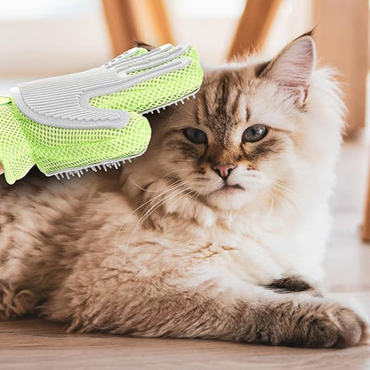 2 in 1 Pet Grooming Glove for Cats &amp; Dogs, Efficient Deshedding Brush Pet Long Short Fur Removal Glove, Gentle Massaging Puppy Kitten Bathing Grooming Brush Tool, Easy Clean Floating Hair Mitt