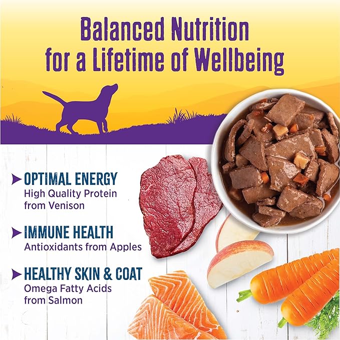 Wellness Complete Health Thick &amp; Chunky Natural Canned Wet Dog Food, Venison &amp; Salmon Stew, 12.5-Ounce Can (Pack of 12)