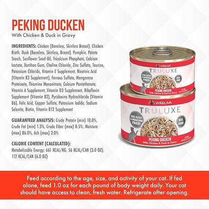 Weruva TruLuxe Cat Food, Peking Ducken with Chicken Breast &amp; Duck Breast in Gravy, 3oz Can (Pack of 24)