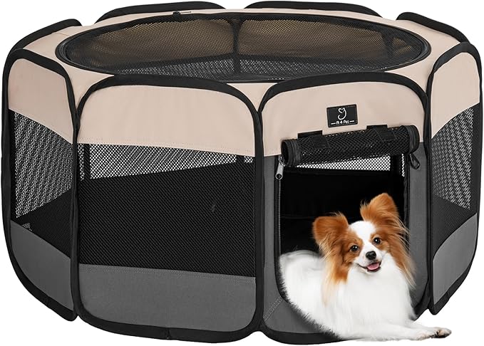 A4Pet Portable Kitten Playpen for Cats, 27" Foldable Pet Playpen for Puppy/Cat/Rabbit/Chick, with Removable Zipper Top &amp; Mesh Panel(11”W × 7.5”H)