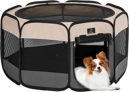 A4Pet Portable Kitten Playpen for Cats, 27" Foldable Pet Playpen for Puppy/Cat/Rabbit/Chick, with Removable Zipper Top &amp; Mesh Panel(11”W × 7.5”H)