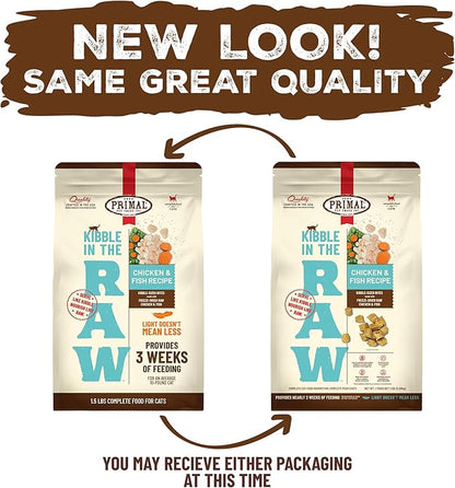Primal Kibble in The Raw, Freeze Dried Cat Food, Chicken &amp; Fish, Scoop &amp; Serve, Made with Raw Protein, Whole Ingredient Nutrition, Crafted in The USA, Dry Cat Food, 24 Ounce (1.5 lb) Bag