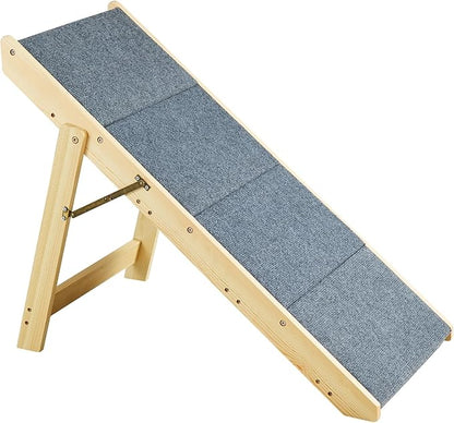 VEVOR Wood Pet Stairs/Pet Steps, 2-in-1 Foldable Wooden Dog Stair for Beds, Sofa and Cars, Dog Stairs &amp; Ramp with 4 Steps for Small Medium Large Pet, up to 150 lbs