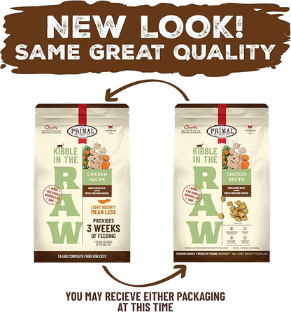 Primal Kibble in The Raw, Freeze Dried Cat Food, Chicken, Scoop &amp; Serve, Made with Raw Protein, Whole Ingredient Nutrition, Crafted in The USA, Dry Cat Food, 24 Ounce (1.5 lb) Bag