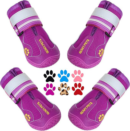 QUMY Dog Shoes for Large Dogs, Medium Dog Boots &amp; Paw Protectors for Winter Snowy Day, Summer Hot Pavement, Water-Resistant in Rainy Weather, Outdoor Walking, Indoor Hardfloors Skid-Resistant Sole