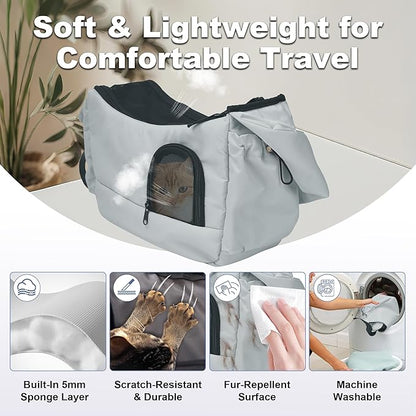 Cat Sling, Dog Carriers for Small Dogs up to 8.8 lbs Kitten and Puppy, Breathable Cats Carrier Pouch Pet Purse with Pockets, Hands-Free Pet Carrier with Safety Harness for Travel, Gray