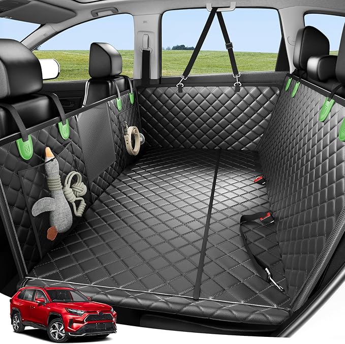 Zanch 2025 Upgraded Dog Car Seat Cover, 400 lbs Heavy Duty Hard Bottom, Waterproof &amp; Anti-Scratch Back Seat Protector, Nonslip Pet Hammock Extender Cars, SUV, Trucks, Standard-Green