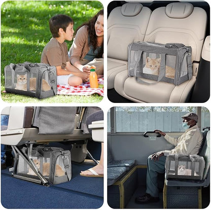 Airline-Approved Pet Carrier Cat Carrier Dog Carrier - Stylish Lightweight, Handheld &amp; Crossbody, Honeycomb Support, Anti-Escape Design for Travel, Walks &amp; Daily Outings