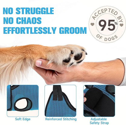 PAWCHIE Dog Grooming Hammock Harness for Dog Cat with Pet Nail Clipper Trimmer-Breathable Cat Hanger Sling for Trimming Clipping Nails-Dog Hammock Restraint Bag for Small Medium Large Dog,Dark Blue XS