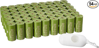 Amazon Basics Dog Poop Bags with Dispenser, 810 Count, Enhanced for Guaranteed Leakproof, Brazilian Mango Scented, Includes Leash Clip