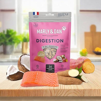 Marly &amp; Dan Salmon Treats for Cats with Sweet Potato &amp; Tumeric, Tummy &amp; Digestion Recipe, 3-oz Bag