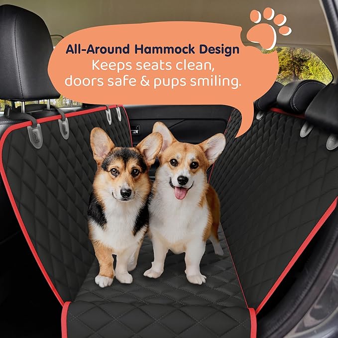 XL Dog Car Seat Cover for Back Seat, Waterproof Hammock for Car, SUV &amp; Truck, Non-Slip Backseat Cover for Dogs, Heavy-Duty Dog Hammock Style Seat Protector Pets, Easy to Install &amp; Clean