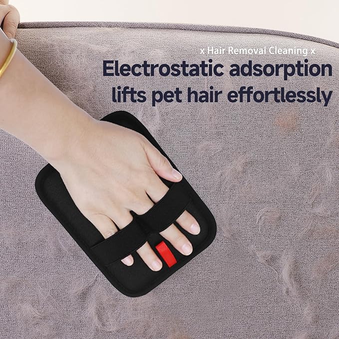 2-in-1 Pet Grooming Glove &amp; Fabric Hair Remover - Reusabie, Silicone Massage Bristles,Static Adhesion for Quiuck Shedding Control,Safe for Dogs &amp; Cats