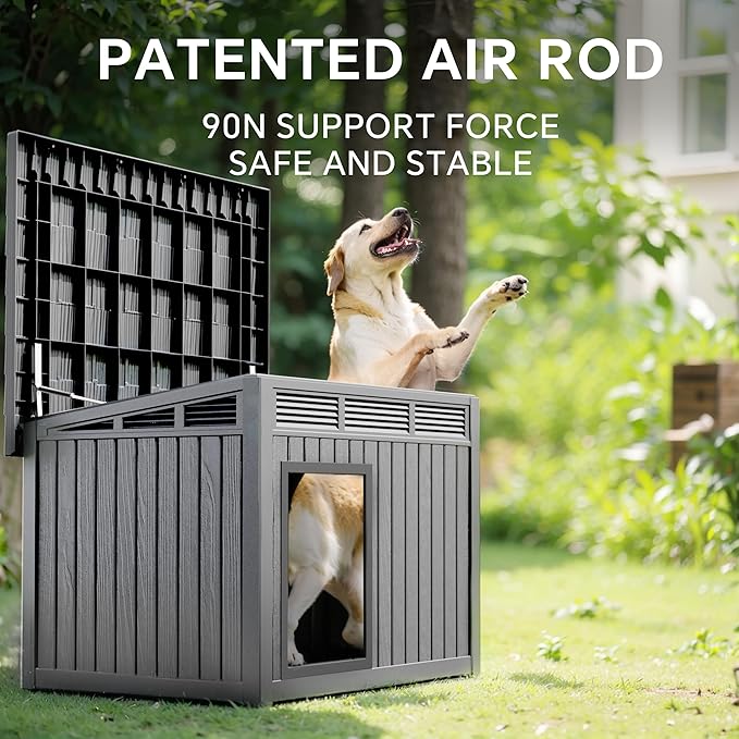 DRATO Dog House for Both Indoor and Outdoor with Weatherproof Roof Removable Floors for Medium to Large Dogs Interior Space (Gray, Medium(32.2 * 25.12 * 24.13&