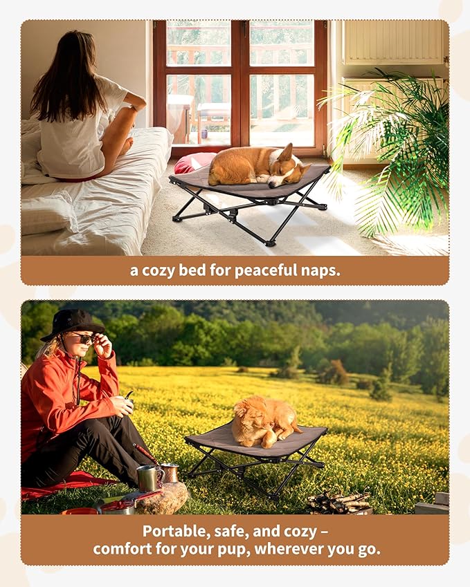 KingCamp Elevated Dog Bed for Medium Dogs, Outdoor Raised Cooling Pet Cot Bed with Washable Breathable Mesh &amp; No-Slip Feet Perfect for Camping, Backyard, Indoor Use (Medium, Black)