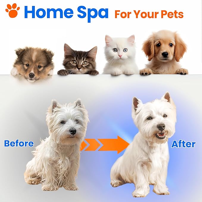 Pet Steam Brush For Cat &amp; Dog - Pets Spray Hair Removal Comb - Cats Indoor Shedding &amp; Grooming Mist Tool - Water Steamer Brushes for Long &amp; Short Haired Dogs - Spritz Defur Comb (White Pro)