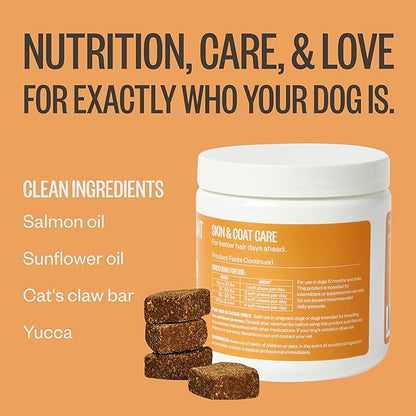 Ollie Dog Skin &amp; Coat Supplement, Soothes Irritated Skin, Promotes Healthy &amp; Shiny Fur &amp; Coat, 60 Count Appx.