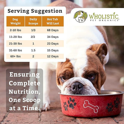 Wholistic Pet Organics Canine Complete - Dog Multivitamin Powder - 8 Oz - Daily Dog Vitamins and Supplements for Homemade Food - Immune System, Skin, Coat &amp; Overall Health - Small and Large Breed