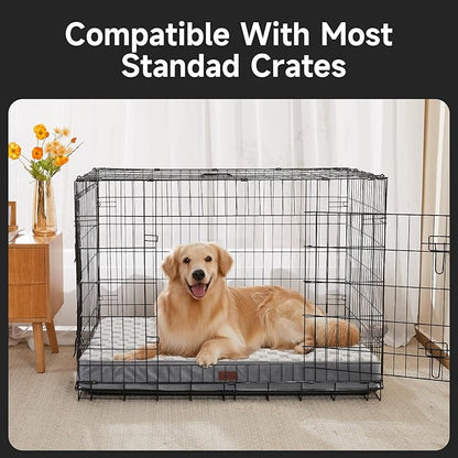 OhGeni Orthopedic Waterproof &amp; Machine Washable Dog Bed for Large Pets, Suitable for Crates, 25D Egg Crate Foam, Non-Slip Bottom &amp; Removable Cover, Checkerboard Fabric, 41 Inches(Gray)