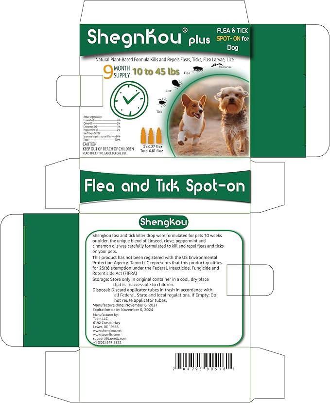 Natural Puppy Flea &amp; Tick Treatment (4-44 lbs) | 9-Month Protection + Free Tools | Vet-Reviewed Formula