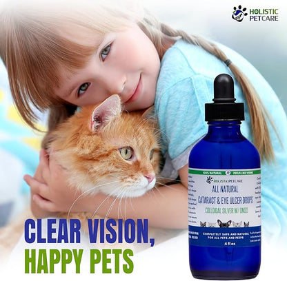 Eye Ulcer Drops - Colloidal Silver with DMSO Eye Drops for Dogs &amp; Cat Eye Infections &amp; Irritations - Eye Care Solution Reduces Cataracts - All Natural Pet Eye Health Care (4 oz)