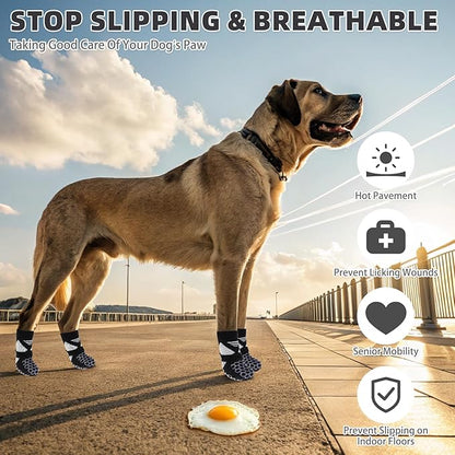 KOOLTAIL Dog Socks for Hot Pavement, Summer Breathable Dog Socks to Prevent Licking Paws, Non Slip Pet Boots &amp; Paw Protectors for Hardwood Floor,Grippy Shoes for Small Medium Large Senior Dogs,Black S