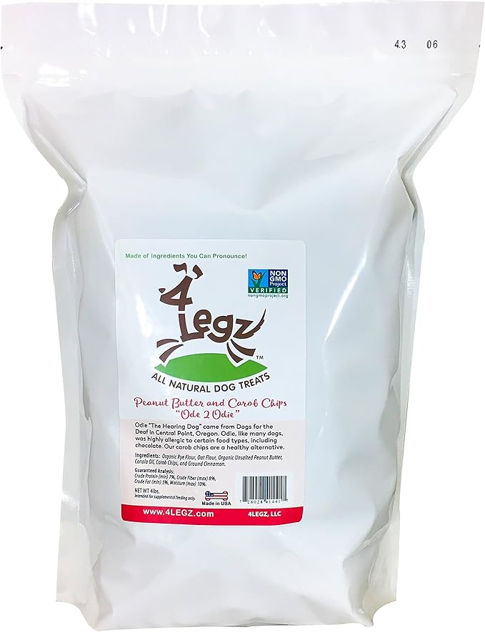 Peanut Butter &amp; Carob Chips Dog Treats – Healthy, Crunchy, Vegan Biscuits with Whole &amp; Real Ingredients – All Natural &amp; USA‐Baked, 4 Pound Bag