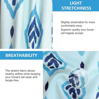 Harrison Howard Stretchy Tail Bag Breathable Horse Tail Guard Slip on Design Protect Horse Tail 2 Strand Closure Straps Keep Tail Clean &amp; Protected 22" L Length Makes Grooming Easy-Nature Aztec