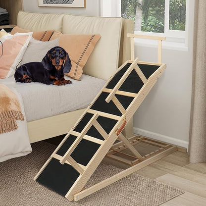 Dog Ramp for Bed PANTAZO Adjustable Ramps for Small Dogs to Get on Bed, Up to 28.5 Inches, 48&